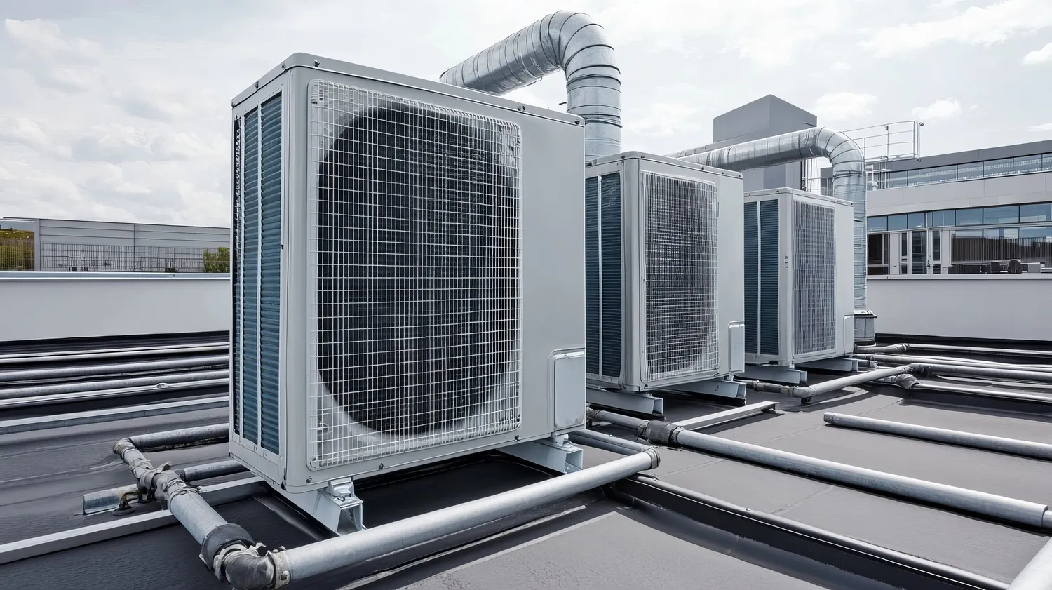 Industrial HVAC system on building roof