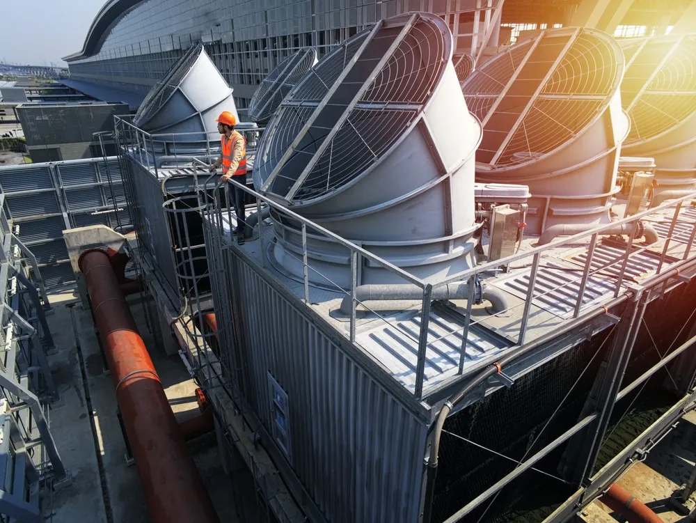 HVAC units on warehouse roof